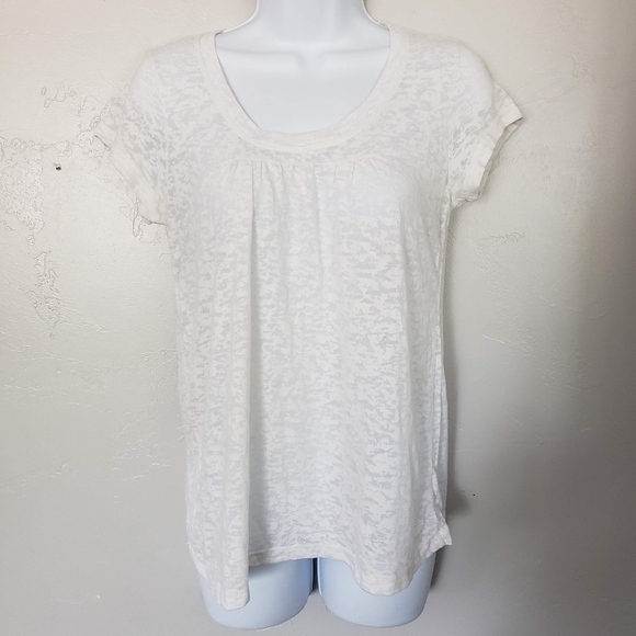 O'Neill Medium White Short Sleeve Shirt Burnout Basic Tee Semi-Sheer Top T-shirt - Picture 1 of 6